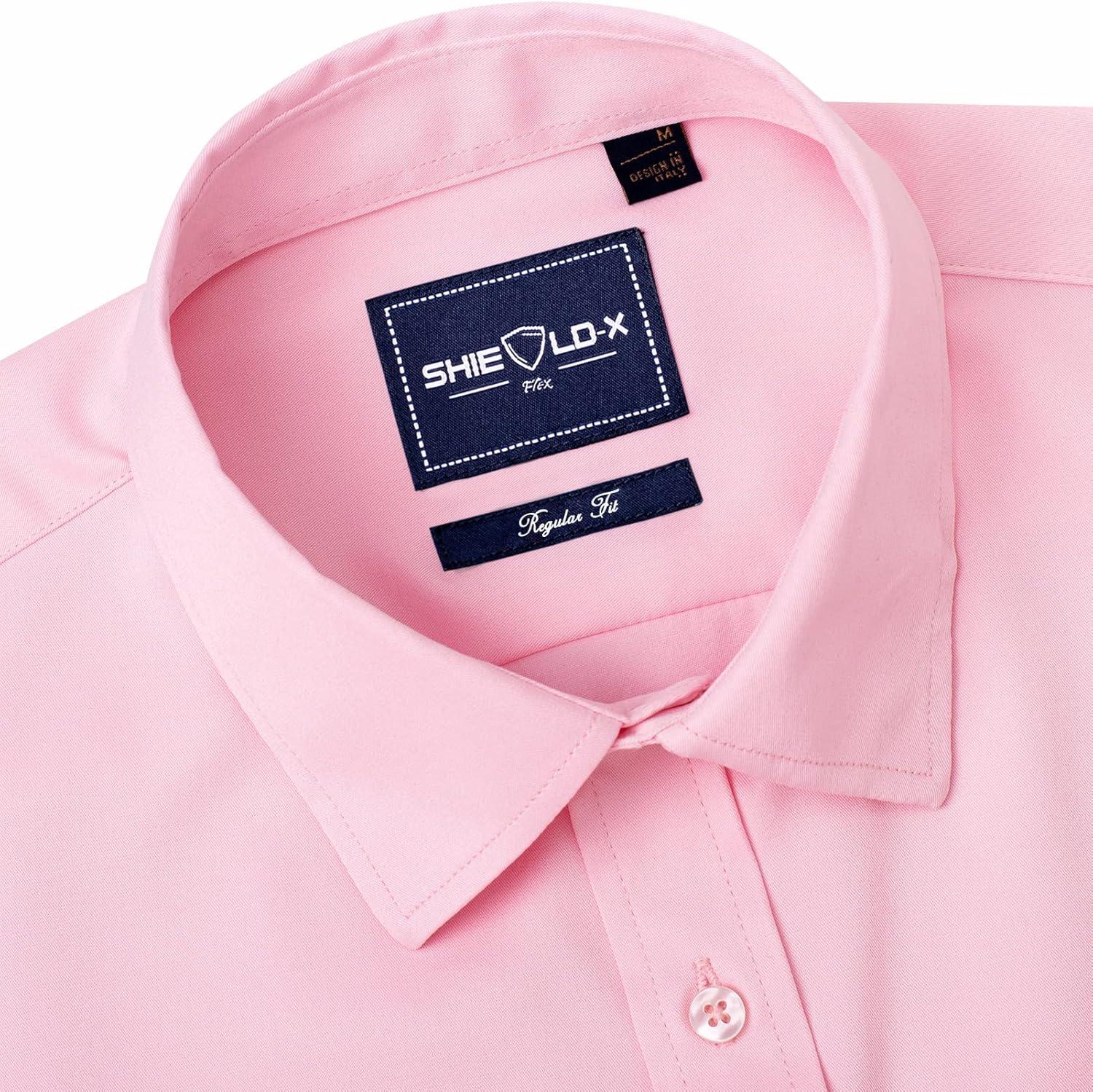 imageAlimens amp Gentle Slim Fit Dress Shirts for Men Long Sleeve Stretch Stain Proof Wrinkle Free Button Down Shirts Formal ShirtsPink