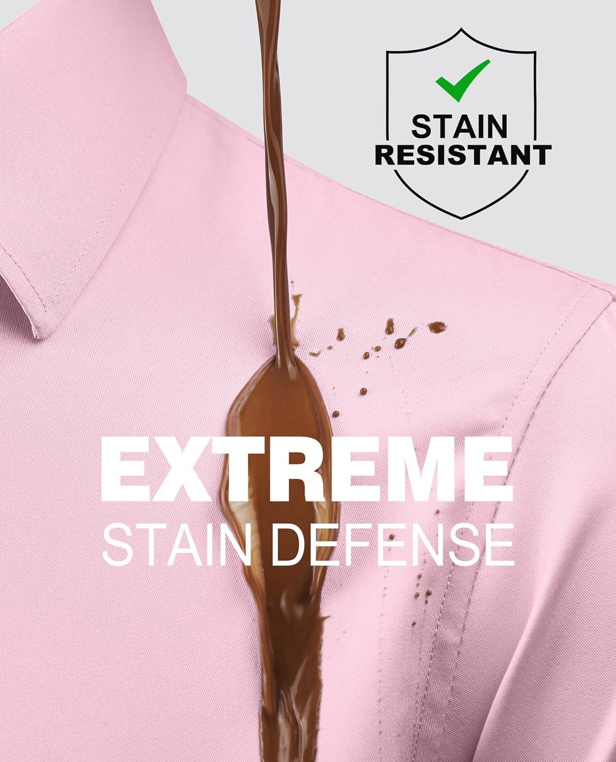 imageAlimens amp Gentle Slim Fit Dress Shirts for Men Long Sleeve Stretch Stain Proof Wrinkle Free Button Down Shirts Formal ShirtsPink