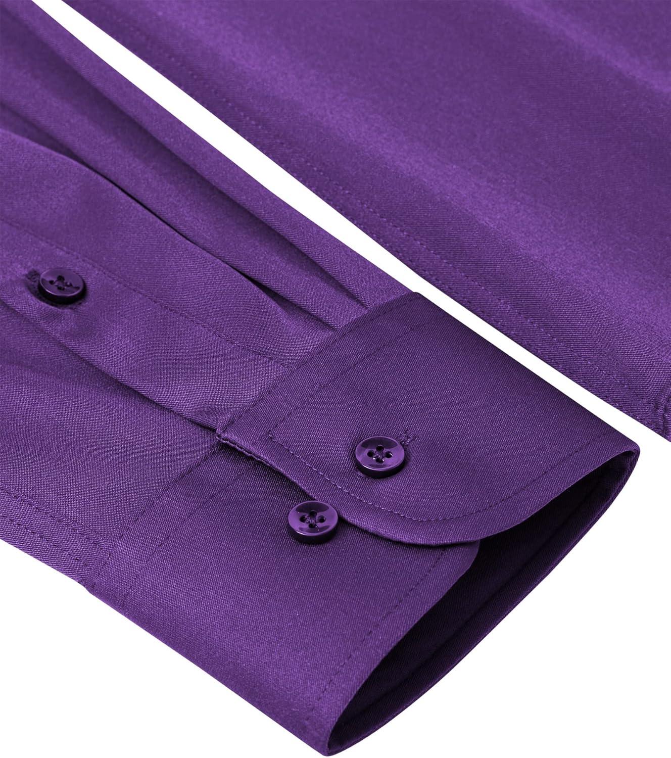 imageAlimens amp Gentle Slim Fit Dress Shirts for Men Long Sleeve Stretch Stain Proof Wrinkle Free Button Down Shirts Formal ShirtsPurple