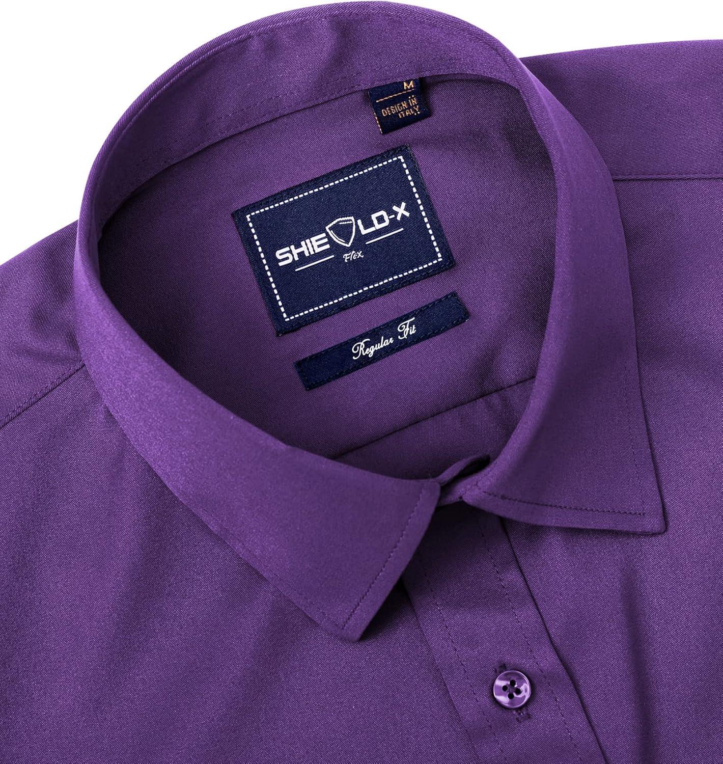 imageAlimens amp Gentle Slim Fit Dress Shirts for Men Long Sleeve Stretch Stain Proof Wrinkle Free Button Down Shirts Formal ShirtsPurple