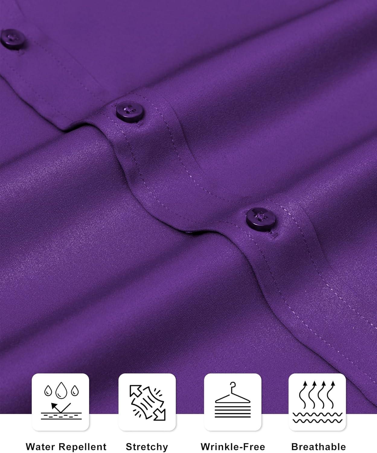 imageAlimens amp Gentle Slim Fit Dress Shirts for Men Long Sleeve Stretch Stain Proof Wrinkle Free Button Down Shirts Formal ShirtsPurple