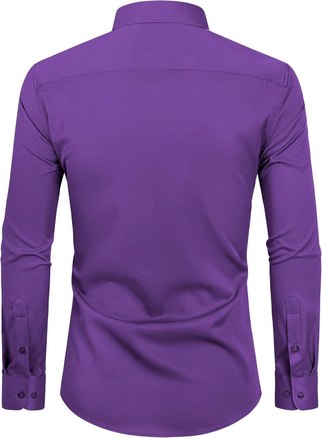 imageAlimens amp Gentle Slim Fit Dress Shirts for Men Long Sleeve Stretch Stain Proof Wrinkle Free Button Down Shirts Formal ShirtsPurple