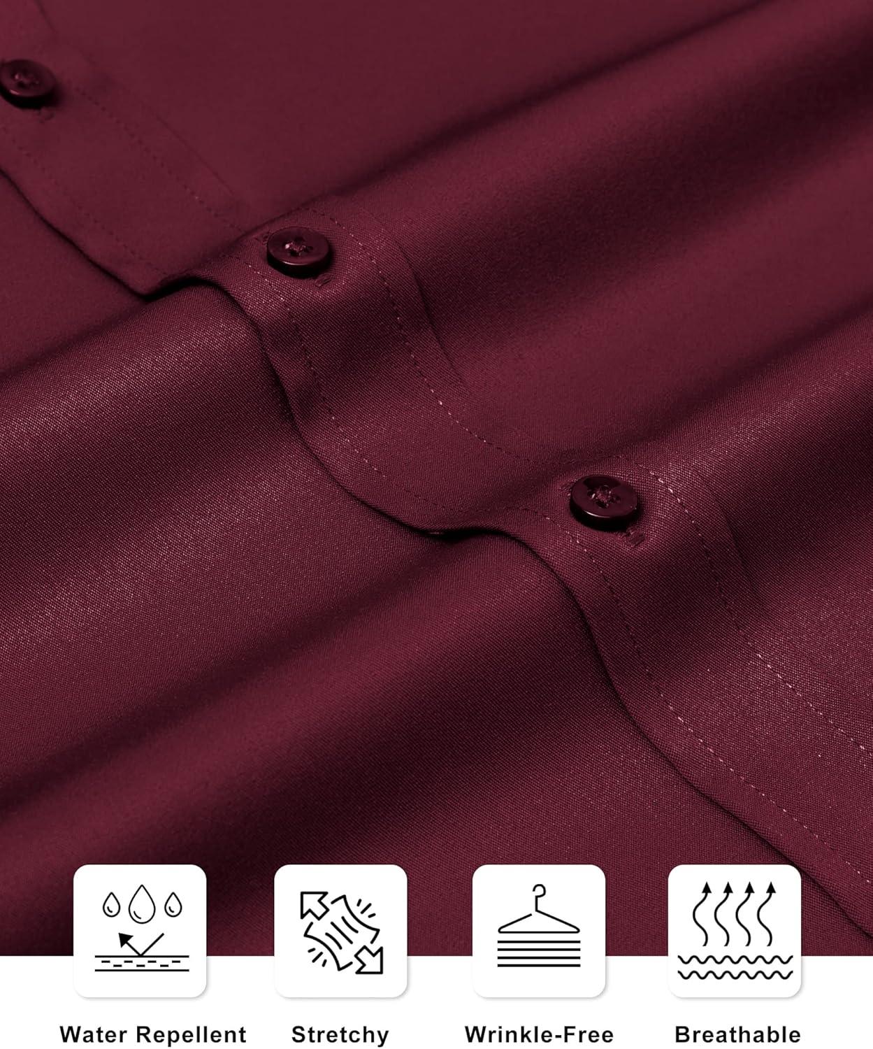 imageAlimens amp Gentle Slim Fit Dress Shirts for Men Long Sleeve Stretch Stain Proof Wrinkle Free Button Down Shirts Formal ShirtsWine Burgundy