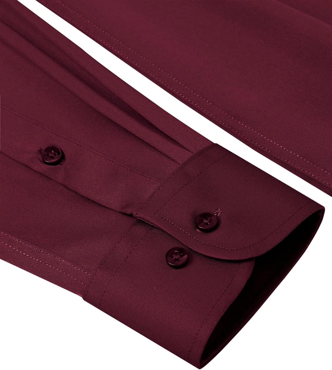 imageAlimens amp Gentle Slim Fit Dress Shirts for Men Long Sleeve Stretch Stain Proof Wrinkle Free Button Down Shirts Formal ShirtsWine Burgundy