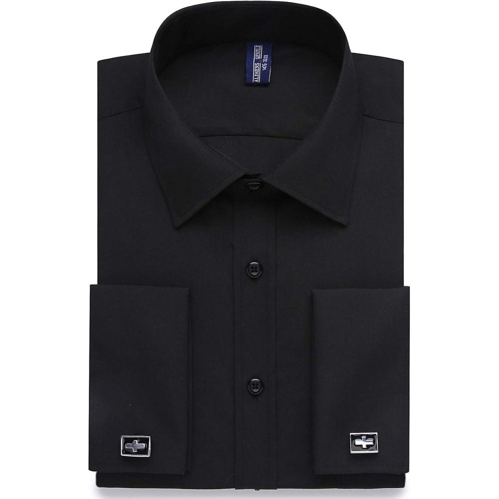 imageAlimens amp Gentle French Cuff Regular Fit Dress Shirts Cufflink IncludedBlack