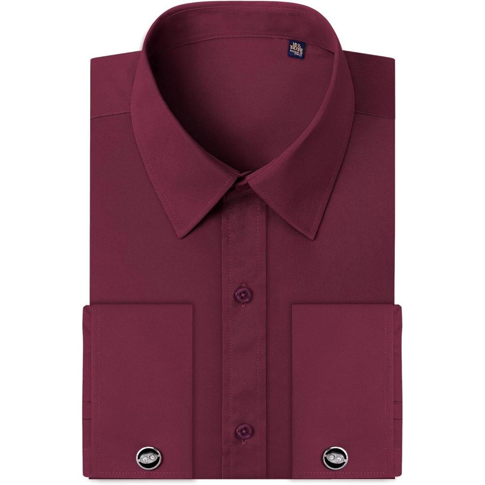 imageAlimens amp Gentle French Cuff Regular Fit Dress Shirts Cufflink IncludedFlexred Flame
