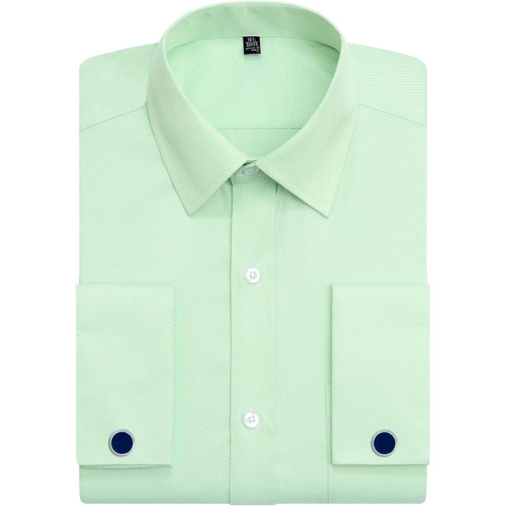 imageAlimens amp Gentle French Cuff Regular Fit Dress Shirts Cufflink IncludedGreen
