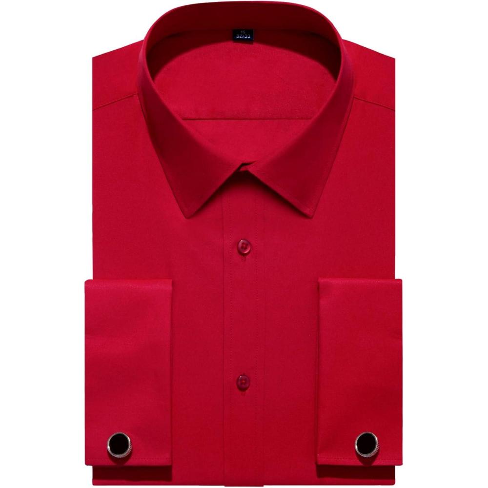 imageAlimens amp Gentle French Cuff Regular Fit Dress Shirts Cufflink IncludedRed
