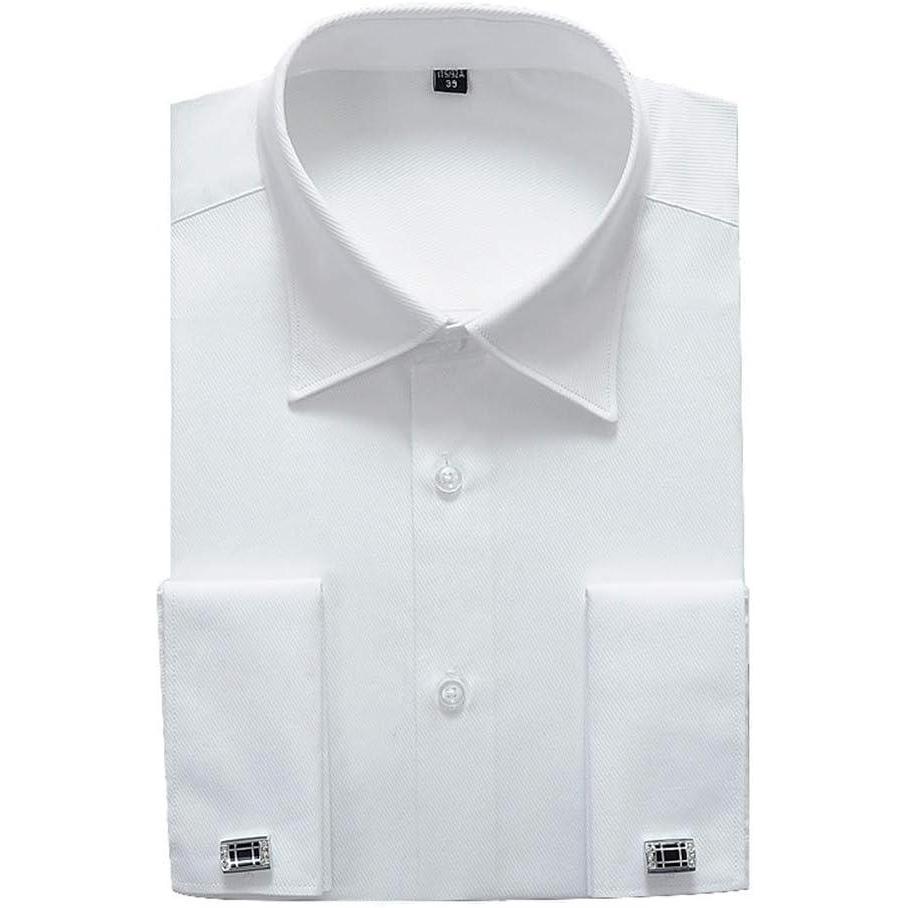 imageAlimens amp Gentle French Cuff Regular Fit Dress Shirts Cufflink IncludedWhite