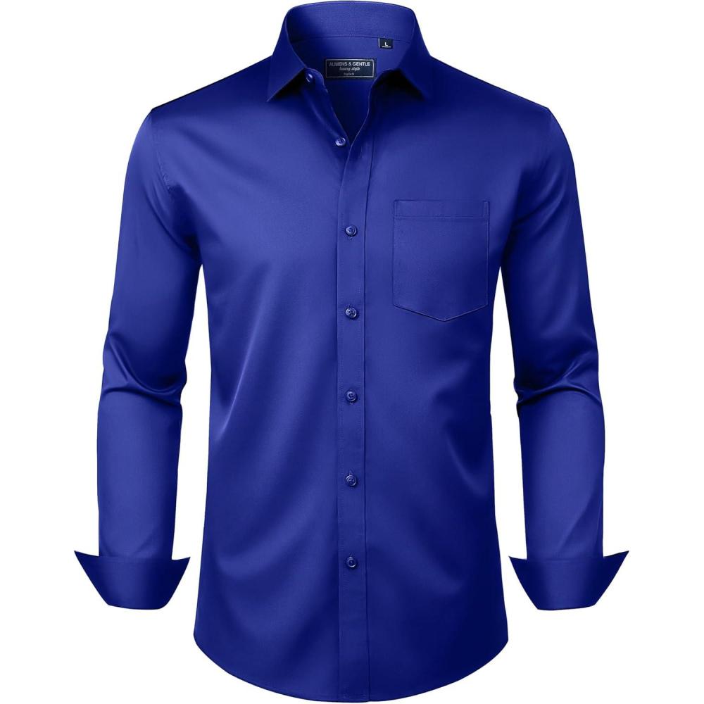 imageAlimens amp Gentle Mens Dress Shirts Long Sleeve Wrinkle Free Stretch Business Casual Button Down ShirtsRoyal Blue