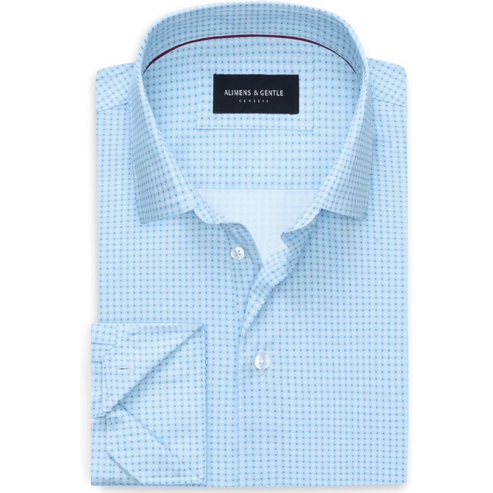 imageAlimens amp Gentle Mens Printed Dress Shirts Long Sleeve Wrinkle Free Button Down Shirt Regular Fit Casual Business TopsBlue Cube