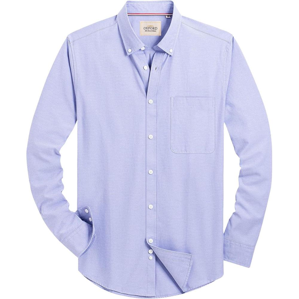 imageAlimens amp Gentle Mens Solid Oxford Shirt Long Sleeve Dress Shirt Work Casual Button Down Shirts with PocketBlue Purple