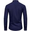 Alimens & Gentle Men’s Banded Collar Dress Shirts Wrinkle Free Long Sleeve Mandarin Collar Button Down Shirt(Navy)