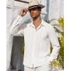 Alimens & Gentle Mens Cuban Guayabera Shirt Button Down Long Sleeve Summer Beach(01-white)