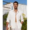 Alimens & Gentle Mens Cuban Guayabera Shirt Button Down Long Sleeve Summer Beach(01-white)