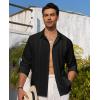Alimens & Gentle Mens Cuban Guayabera Shirt Button Down Long Sleeve Summer Beach(02-black)