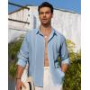 Alimens & Gentle Mens Cuban Guayabera Shirt Button Down Long Sleeve Summer Beach(03-grey Blue)