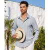 Alimens & Gentle Mens Cuban Guayabera Shirt Button Down Long Sleeve Summer Beach(04-light Grey)
