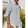 Alimens & Gentle Mens Cuban Guayabera Shirt Button Down Long Sleeve Summer Beach(04-light Grey)