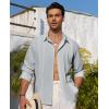 Alimens & Gentle Mens Cuban Guayabera Shirt Button Down Long Sleeve Summer Beach(04-light Grey)