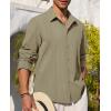Alimens & Gentle Mens Cuban Guayabera Shirt Button Down Long Sleeve Summer Beach(05-army Green)