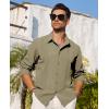 Alimens & Gentle Mens Cuban Guayabera Shirt Button Down Long Sleeve Summer Beach(05-army Green)