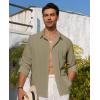 Alimens & Gentle Mens Cuban Guayabera Shirt Button Down Long Sleeve Summer Beach(05-army Green)