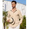 Alimens & Gentle Mens Cuban Guayabera Shirt Button Down Long Sleeve Summer Beach(06-beige)