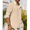 Alimens & Gentle Mens Cuban Guayabera Shirt Button Down Long Sleeve Summer Beach(06-beige)
