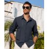 Alimens & Gentle Mens Cuban Guayabera Shirt Button Down Long Sleeve Summer Beach(07-navy Blue)