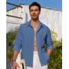 Alimens & Gentle Mens Cuban Guayabera Shirt Button Down Long Sleeve Summer Beach(08-dark Blue)