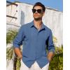 Alimens & Gentle Mens Cuban Guayabera Shirt Button Down Long Sleeve Summer Beach(08-dark Blue)
