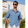 Alimens & Gentle Mens Cuban Guayabera Shirt Button Down Long Sleeve Summer Beach(09-denim Blue)
