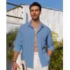 Alimens & Gentle Mens Cuban Guayabera Shirt Button Down Long Sleeve Summer Beach(09-denim Blue)