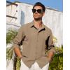 Alimens & Gentle Mens Cuban Guayabera Shirt Button Down Long Sleeve Summer Beach(10-dark Khaki)