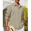 Alimens & Gentle Mens Cuban Guayabera Shirt Button Down Long Sleeve Summer Beach(11-khaki)