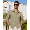 Alimens & Gentle Mens Cuban Guayabera Shirt Button Down Long Sleeve Summer Beach(11-khaki)