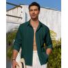 Alimens & Gentle Mens Cuban Guayabera Shirt Button Down Long Sleeve Summer Beach(12-dark Green)