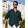 Alimens & Gentle Mens Cuban Guayabera Shirt Button Down Long Sleeve Summer Beach(12-dark Green)
