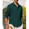 Alimens & Gentle Mens Cuban Guayabera Shirt Button Down Long Sleeve Summer Beach(12-dark Green)
