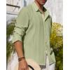 Alimens & Gentle Mens Cuban Guayabera Shirt Button Down Long Sleeve Summer Beach(13-green)