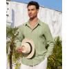 Alimens & Gentle Mens Cuban Guayabera Shirt Button Down Long Sleeve Summer Beach(13-green)