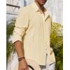 Alimens & Gentle Mens Cuban Guayabera Shirt Button Down Long Sleeve Summer Beach(14-cream)