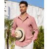 Alimens & Gentle Mens Cuban Guayabera Shirt Button Down Long Sleeve Summer Beach(15-dusty Pink)