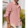 Alimens & Gentle Mens Cuban Guayabera Shirt Button Down Long Sleeve Summer Beach(15-dusty Pink)