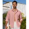 Alimens & Gentle Mens Cuban Guayabera Shirt Button Down Long Sleeve Summer Beach(15-dusty Pink)