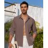Alimens & Gentle Mens Cuban Guayabera Shirt Button Down Long Sleeve Summer Beach(17-brown)