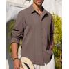 Alimens & Gentle Mens Cuban Guayabera Shirt Button Down Long Sleeve Summer Beach(17-brown)