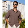 Alimens & Gentle Mens Cuban Guayabera Shirt Button Down Long Sleeve Summer Beach(17-brown)