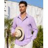 Alimens & Gentle Mens Cuban Guayabera Shirt Button Down Long Sleeve Summer Beach(18-light Purple)